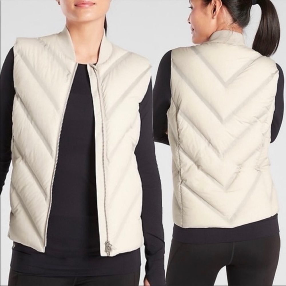 NWOT!! Athleta Inlet Vest Birch Gray Goose Down Fill Size Medium